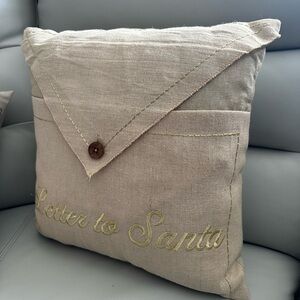 Letters to Santa Pillow  16”x 17” khaki